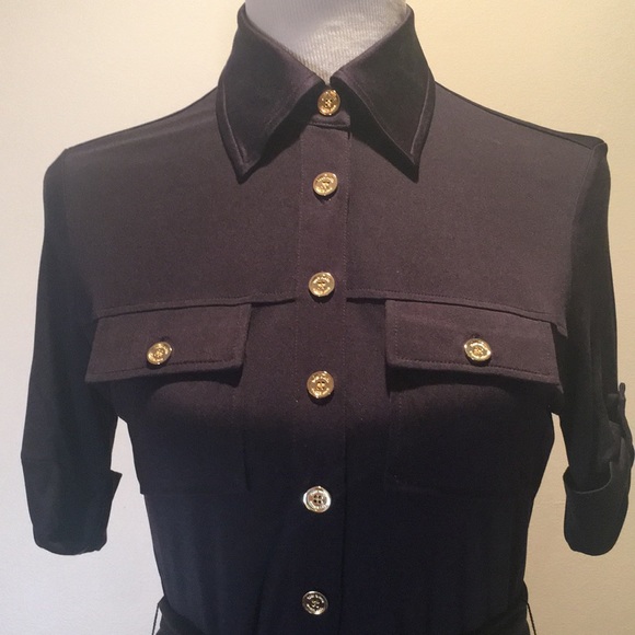 Tory Burch Julianne 100% Silk Button Down Navy Blue Dress - Small (without sash) - Picture 5 of 16